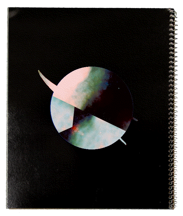 spiral bound note book from nasa merchandise onlineshop, logo cut out digitally and pasted a nebula image instead