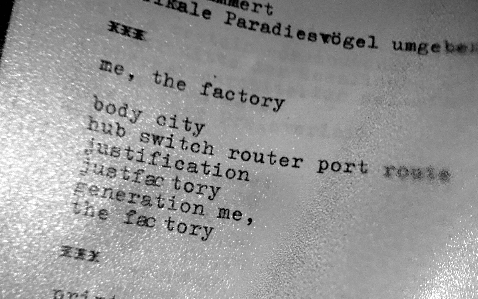 the poem is written with a typewriter