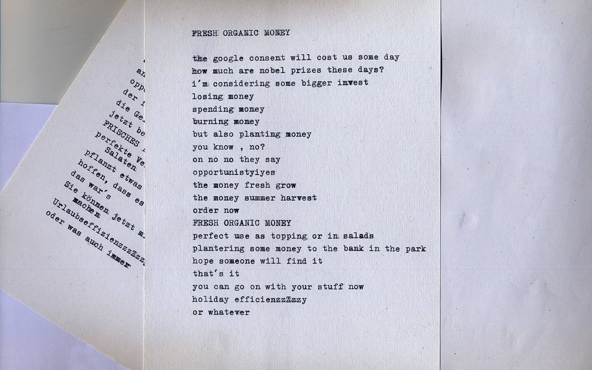 typewriter broadsheet poem
