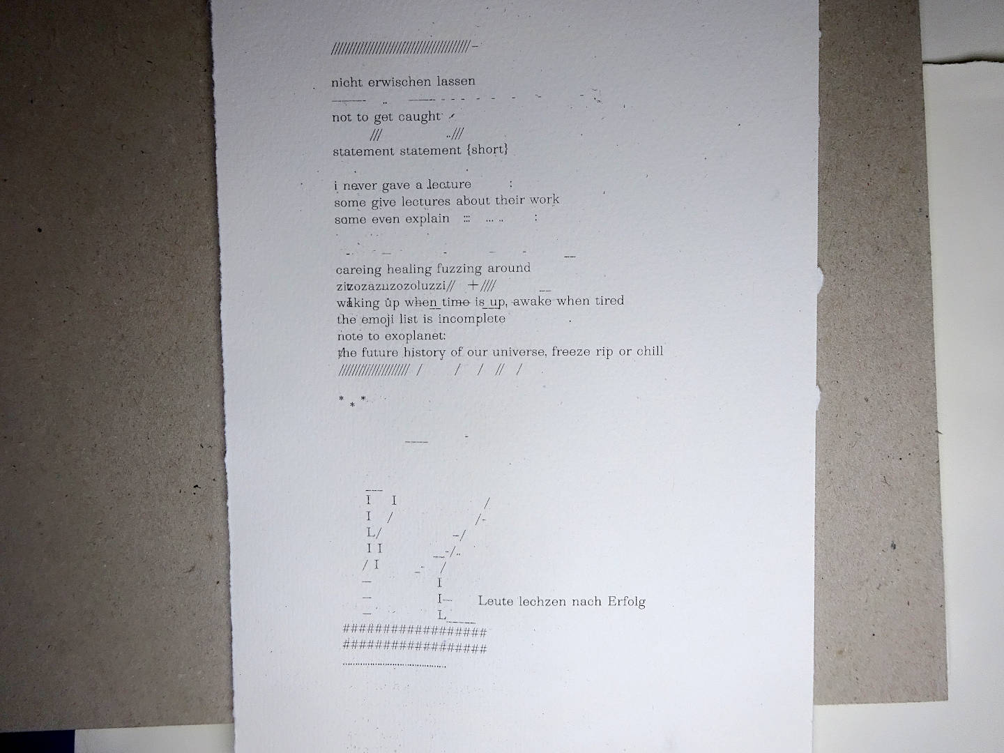 printed copy of the poem