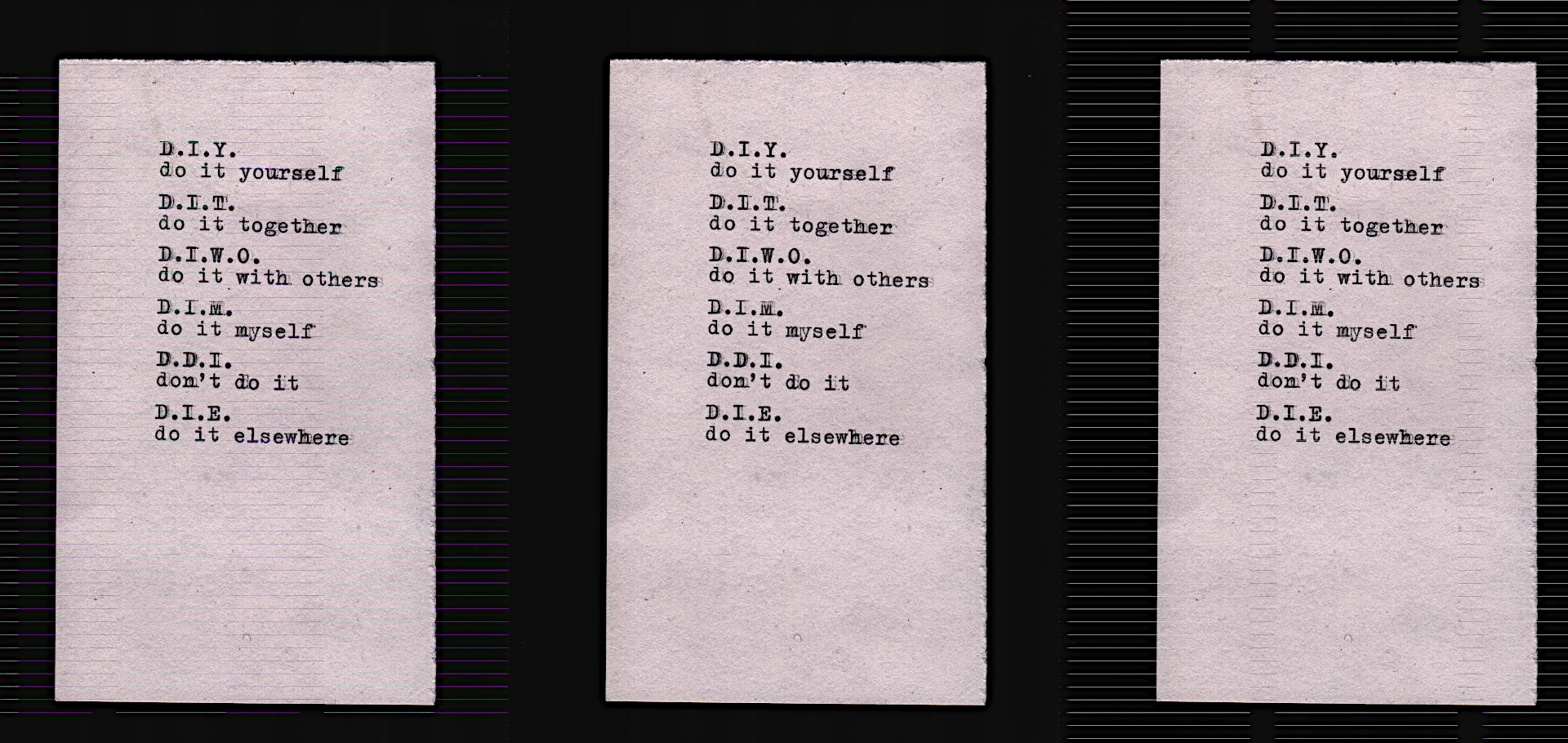 poem written with a typewriter on piece of scrap paper