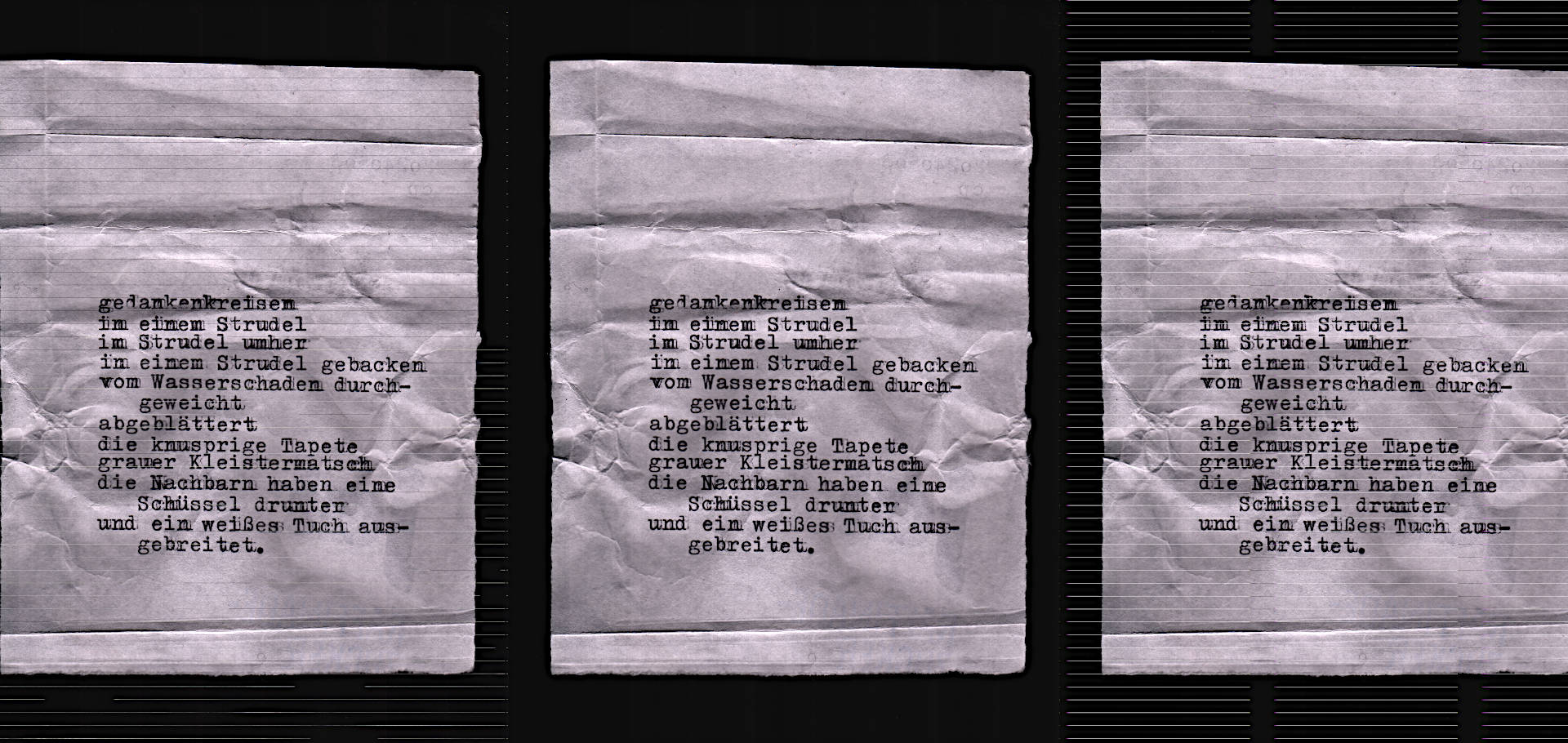 poem written with a typewriter on piece of scrap paper